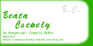 beata csepely business card